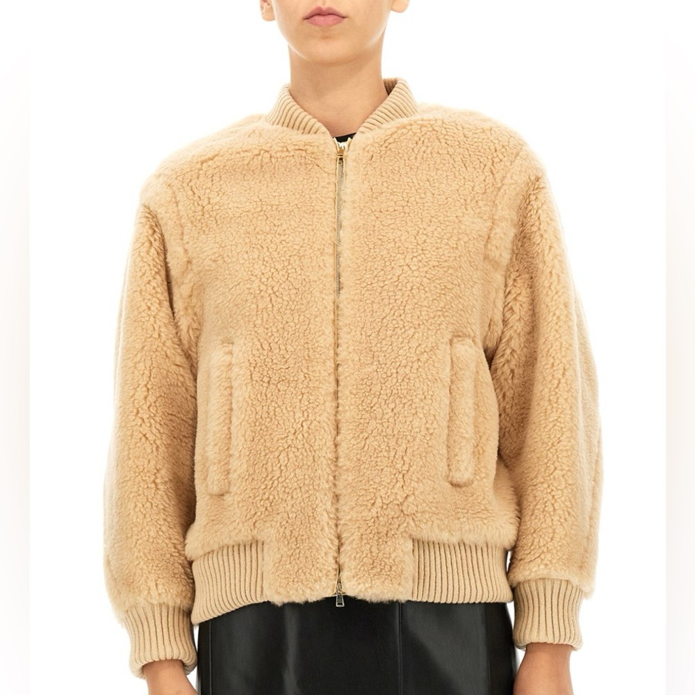 Max Mara Arcella Teddy Oversized Bomber Jacket